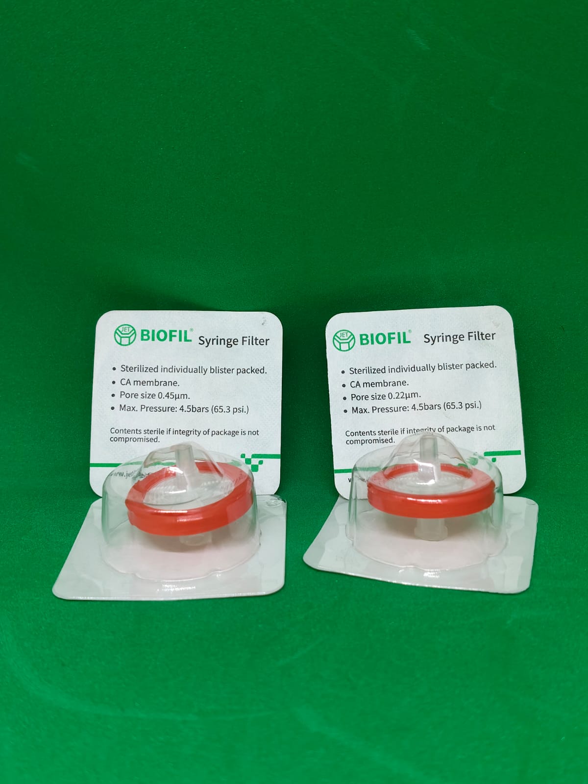 0.45μm Syringe Filter, CA, Red, 25mm, Sterilized, Single Packed