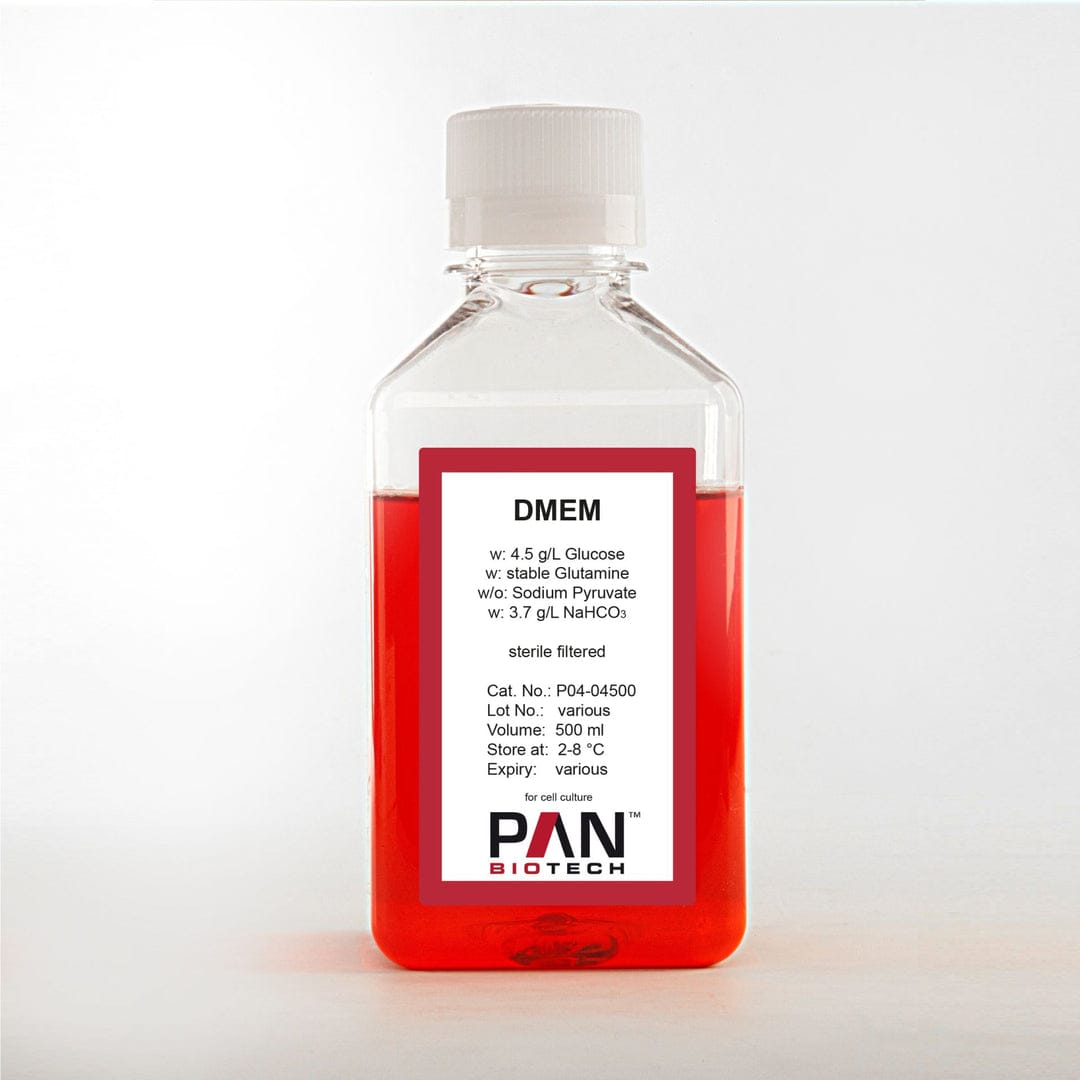 DMEM, w: 4.5 g/L Glucose, w: stable Glutamine, w: Sodium pyruvate, w: 3.7 g/L NaHCO3-500ml